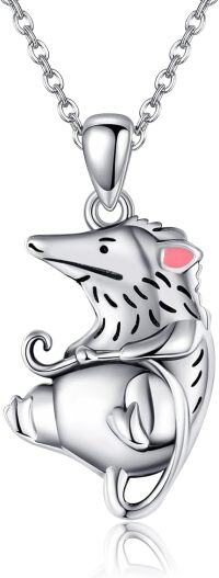 wholesale 925 Sterling Silver Hedgehog Pendant Necklace with Chain - Gifts for Women-Possum