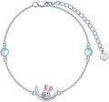 wholesale 925 Sterling Silver Rabbit Moon Charm Adjustable Bracelet Gift for Women Girls Jewelry Accessories-0-0