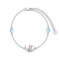 wholesale 925 Sterling Silver Cute Moon Rabbit Anklet-Bunny