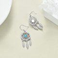 wholesale 925 Sterling Silver Turquoise Flower Feather Drop Earrings for Women-0-2