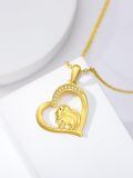 TOUPOP 14K Gold Crystal Elephant Heart Necklace For Women-0-1