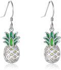 wholesale 925 Sterling Silver Pineapple Drop Dangle Earrings with Green Enamel and Cubic Zirconia Stones Gift for Women Teenage Girls-0-0