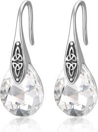 wholesale 925 Sterling Silver Birthstone Celtic Knot Dangle Earrings Women s Jewelry Gift-04 Apr