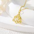 wholesale  14K Gold & Moissanite Trinity Knot Celtic Heart Necklace, 0.45cttw, Irish Love Knot Pendant, Adjustable 16+2 Chain, Gift for Women-0-1