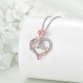 wholesale 925 Sterling Silver 60th Anniversary Rose Flower Love Heart Pendant Necklace for Women-0-2
