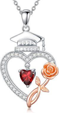 wholesale Sterling Silver with Birthstone Bachelor Cap Pendant Graduation Necklace-01-January