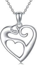 wholesale 925 Sterling Silver Heart Shape with Cubic Zirconia Pendant Necklace for Women-0-0