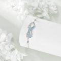 wholesale 925 Sterling Silver Butterfly Infinity Chain Bracelet with Blue Crystals for Women-0-4