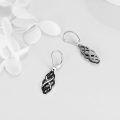 wholesale 925 Sterling Silver Black and White Opal Celtic Knot Drop Earrings with Leverbacks for Women-0-3