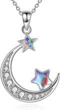 wholesale 925 Sterling Silver Moonstone Moon Star Necklace Sun, Moon & You Gift for Love & Health-0-0