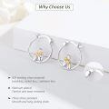 wholesale 925 Sterling Silver Girl Hugging Cat Two Tone Gold Plated Hoop Earrings-0-3