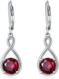wholesale 925 Sterling Silver Birthstone Threader Earrings Infinity Long Chain Drop Pull Through 12 Stone Birthday Jewelry Gifts for Women-0-112