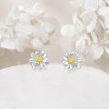 wholesale Gold 925 Sterling Silver Daisy Stud Earrings - Birth Flower  for Women-0-8
