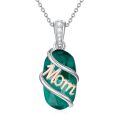 wholesale 925 Sterling Silver Mom Moss Agate Pendant Necklace Two Tone Rose Gold-0-24