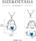 wholesale 925 Sterling Silver Blue Heart Cat Pendant Necklace with Cubic Zirconia Stones Gifts for Women-0-1