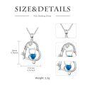 wholesale 925 Sterling Silver Blue Heart Cat Pendant Necklace with Cubic Zirconia Stones Gifts for Women-0-1