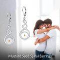 wholesale Sterling Silver Spiral Dangle Earrings with Black Onyx Peridot Pink Cat Eye Lapis Lazuli Turquoise Moss Agate Moonstone Amethyst Mustard Seed Leverback Jewelry Gifts for Women Teens-0-43