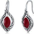 wholesale Sterling Silver Black Onyx Moonstone Red Agate Vintage Celtic Knot Dangle Drop Earrings-0-0