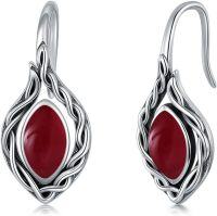wholesale 925 Sterling Silver Red Agate Celtic Knot Dangle Drop Earrings-Red Agate