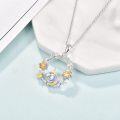 wholesale 925 Sterling Silver Unicorn Floral Circle Pendant Necklace for Women Girls Gifts-0-1