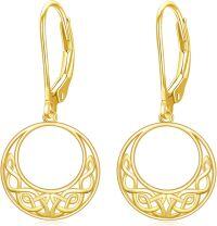 wholesale 14K Gold Celtic Knot Circle Drop Dangle Leverback Earring Studs Irish for Women-C Style-Celtic Earrings
