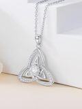 wholesale 925 Sterling Silver with 925 Sterling Silver Gold Plating and Moissanite Triquetra Pendant Necklace for Women-0-2