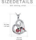wholesale 925 Sterling Silver Red Black Enamel Ladybug Heart Pendant Necklaces for Women Gift-0-5