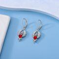 wholesale 925 Sterling Silver Red Heart Angel Wing Drop Earrings for Women Girls  4cm Long-0-3