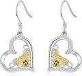 wholesale 925 Sterling Silver Hypoallergenic Heart-Shaped Honeycomb Dangle Drop Bee Earrings with Cubic Zirconia Stones for Women-0-0