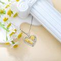 wholesale 925 Sterling Silver Sunflower Mom Heart Pendant Necklace for Women-0-2