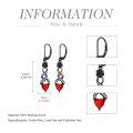 TOUPOP Sterling Silver Red Agate Gothic Bat Skull Cross Celtic Knot Leverback Earrings-0-4