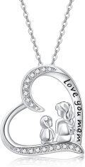wholesale 925 Sterling Silver Heart-Shaped Mother and Child Love You Mom Grandma Pendant Necklace-0-0