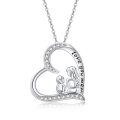 wholesale 925 Sterling Silver Love You Mom Mother Daughter Heart Cubic Zirconia Pendant Necklace-0-0