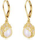 wholesale 14KGold Tree of Life Moonstone Drop Earrings for Women s-0-0