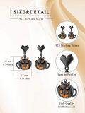 wholesale Hypoallergenic 925 Sterling Silver Black Cat Pumpkin Halloween Dangle Earrings Gift for Women and Girls-0-5