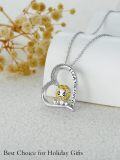 wholesale 925 Sterling Silver Lion Heart Pendant Necklace with Cubic Zirconia and Engraved Message I Love You Forever for Women-0-3