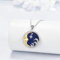wholesale 925 Sterling Silver Abalone Shell & Lapis Lazuli Starry Night Pendant Necklace-0-2