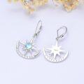 wholesale 925 Sterling Silver Moonstone Star & Crescent Dangle Earrings-0-3