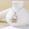 wholesale 925 Sterling Silver Double Fox Heart-Shaped Pendant Necklace for Women and Girls - Valentine's Gift-0-4