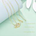 wholesale Gold 925 Sterling Silver Evil Eye Pendant Necklace with Blue and White CZ Stones - Fashionable Charm for Women's Gifts-0-5