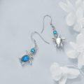 wholesale 925 Sterling Silver Blue Turquoise Turtle Drop Earrings-0-4