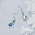 wholesale 925 Sterling Silver Blue Turquoise Turtle Drop Earrings-0-4