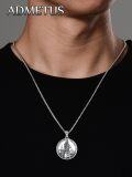 wholesale 925 Sterling Silver St Christopher Protectus Pendant Necklace for Men with 3+2 Extender Chain-0-2