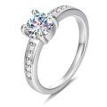 TOUPOP Sterling Silver Moissanite Engagement Ring D VVS1-0-0