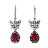 wholesale 925 Sterling Silver Butterfly Earrings Wholesale With Peridot Stones-Red