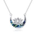 TOUPOP Sterling Silver Abalone Shell Lotus Necklace Pendant Gift-0-0