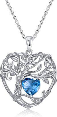 wholesale TOUPOP Topaz Tree Of Life Necklace Sterling Silver December Birthstone Pendant Necklace Heart Irish Celtic Tree Jewelry Birthday Christmas Gifts For Women Wife Girlfriend -undefined