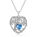 TOUPOP Sterling Silver Topaz Tree Of Life Pendant Necklace-0-0
