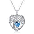 TOUPOP Sterling Silver Topaz Tree Of Life Pendant Necklace-0-0