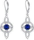 wholesale 925 Sterling Silver Blue Cubic Zirconia Celtic Knot Drop Earrings-0-0
